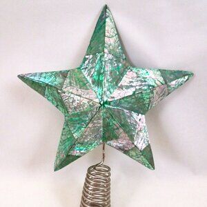 GORGEOUS! 11 inch Star Christmas Tree Topper Aqua Blue Nautical Beach Iridescent